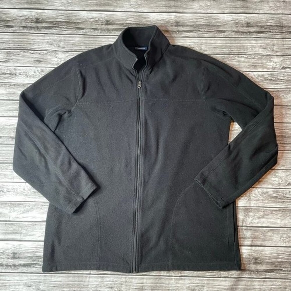 Croft & Barrow Men's Fleece Jacket Large Tall Black Full Zip Cozy Warm